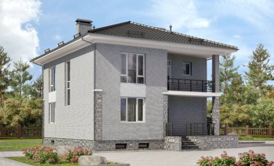 275-004-П Проект трехэтажного дома и гаражом, современный дом из кирпича, Бежецк