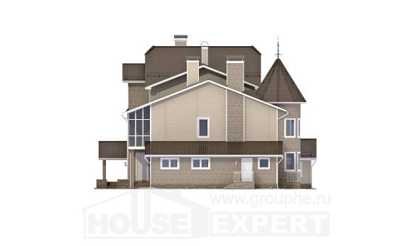 555-001-Л Проект трехэтажного дома с мансардой и гаражом, огромный коттедж из теплоблока, Кашин