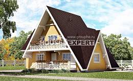 155-008-П Проект двухэтажного дома мансардой, простой домик из бревен, Кашин
