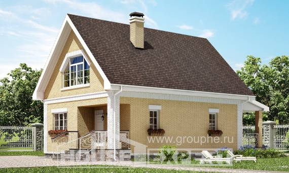 130-004-П Проект двухэтажного дома с мансардой, скромный дом из пеноблока, Конаково