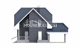 125-002-Л Проект двухэтажного дома мансардный этаж, гараж, современный коттедж из газобетона, Бежецк