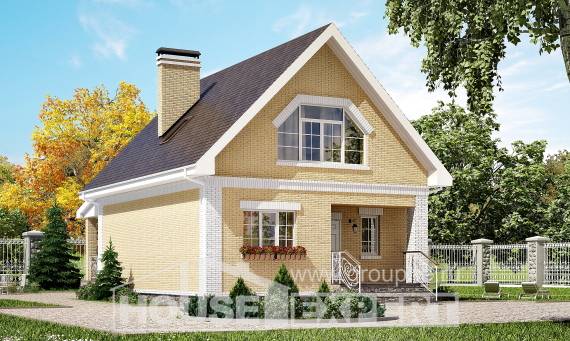 130-004-П Проект двухэтажного дома с мансардой, доступный домик из газосиликатных блоков, Ржев