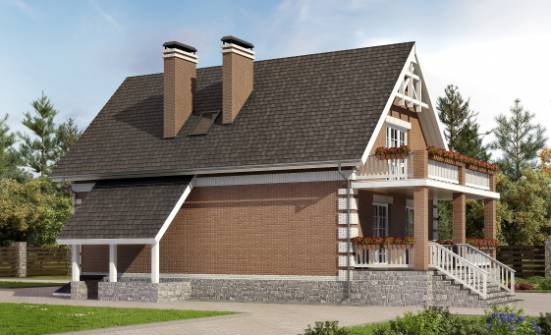 200-009-Л Проект трехэтажного дома с мансардой и гаражом, средний дом из арболита, Кашин