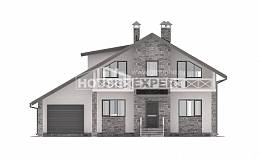 180-017-Л Проект двухэтажного дома мансардой, гараж, красивый загородный дом из поризованных блоков, Кашин